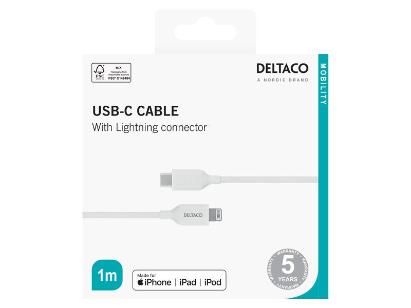 Deltaco Laddkabel USB-C Lightning 