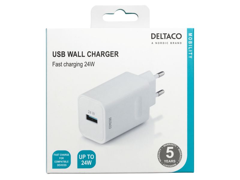 Deltaco Väggladdare USB-A