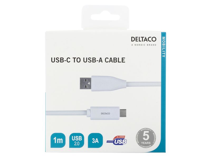 Deltaco Laddkabel USB-C USB-A