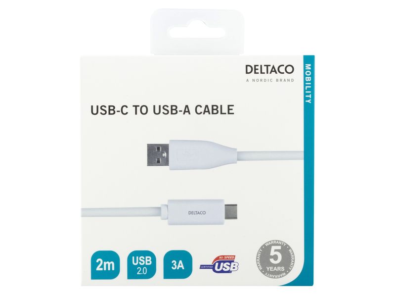 Deltaco Laddkabel USB-C USB-A