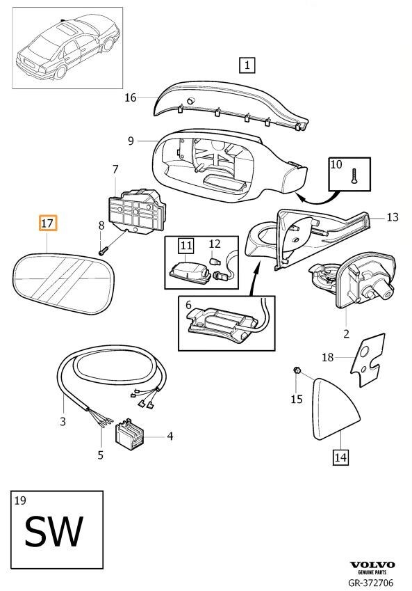 Volvo Original Backspegelglas