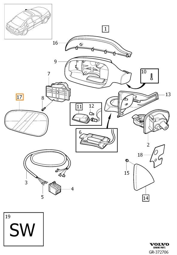 Volvo Original Backspegelglas