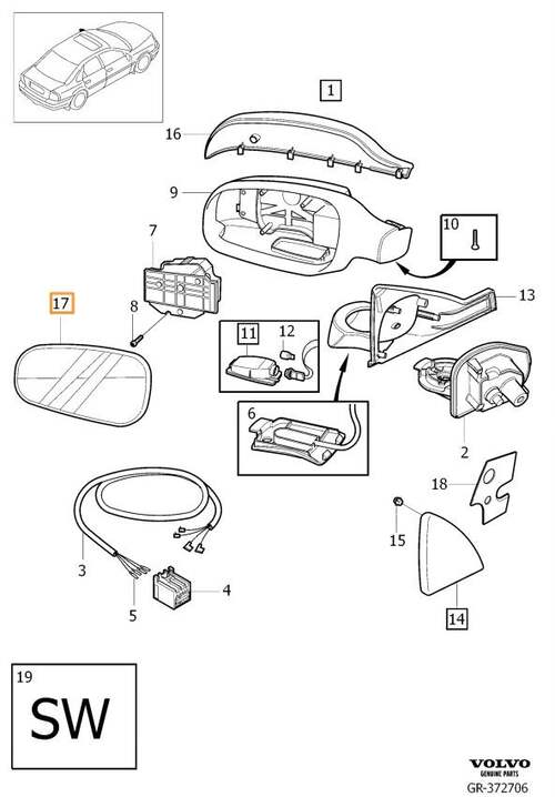 Volvo Original Backspegelglas