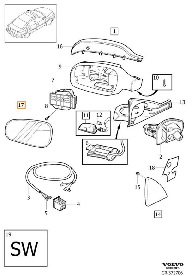 Volvo Original Backspegelglas