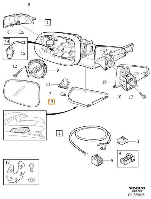Volvo Original Backspegelglas