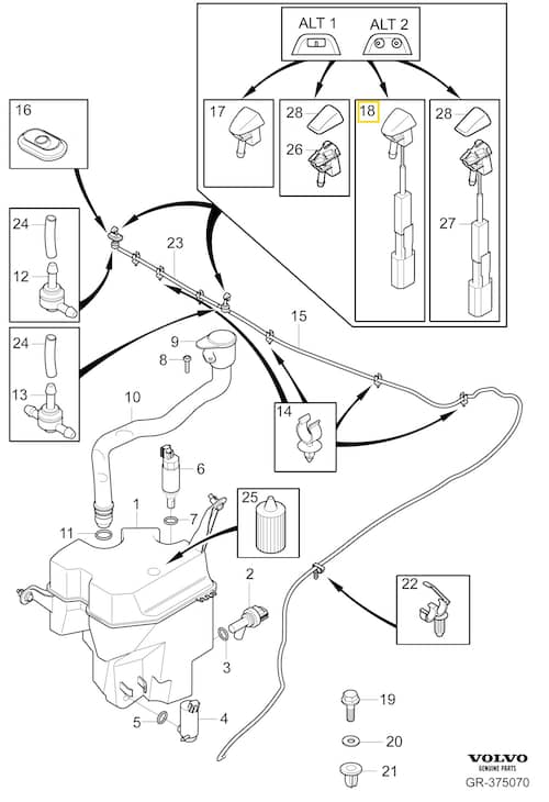 Volvo Original Spolarmunstycke